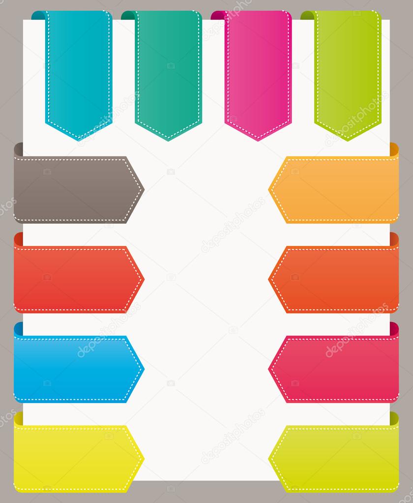 Colorful bookmarks website ribbons. Vector set.