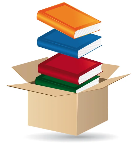 Books in a shipping box vector concept — Stock Vector