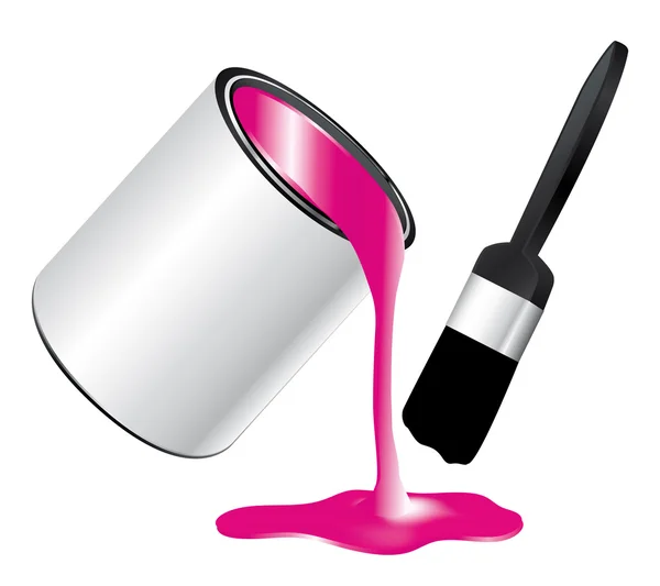 Paint pot with brush. Vector icon. — Stock Vector