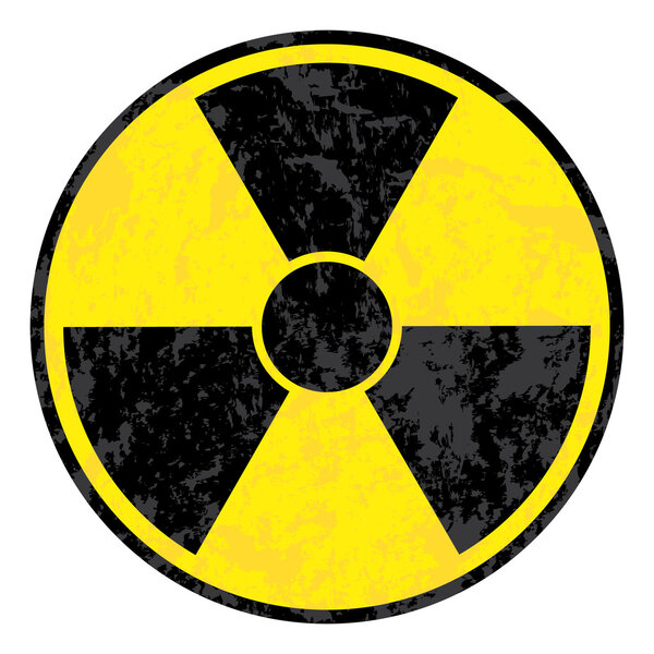 Radioactive symbol. Vector grunge icon.