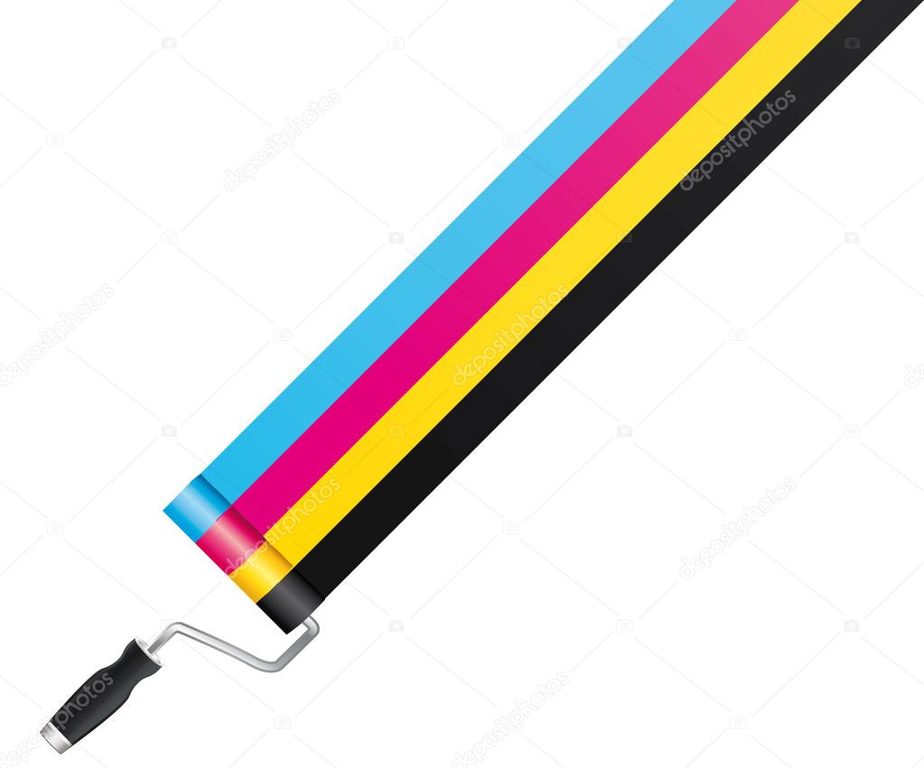 CMYK / CMJN Roller paint. Vector and isolated.