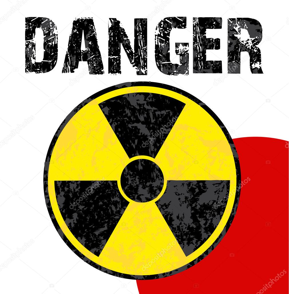 Radioactive danger zone on japanese flag. vector illustration.