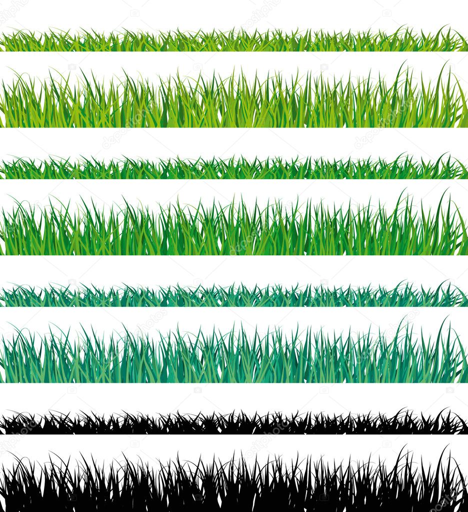 Vector grass fringes. Easy to edit.