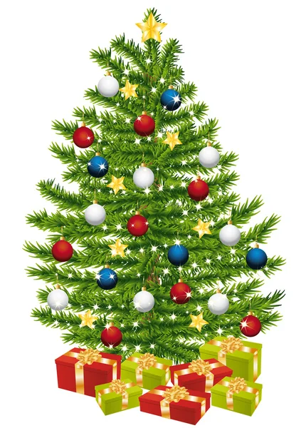 用礼物装饰的圣诞树. — 图库矢量图片#