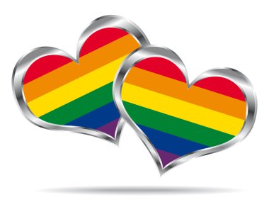 iki kalp lgbt bayrak. vektör simgesi.