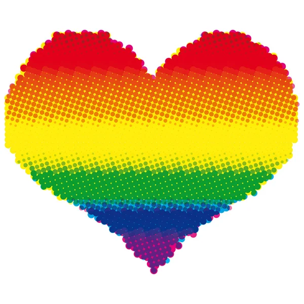 Halftone rainbow heart. LGBT flag colors vector icon. — Stock Vector