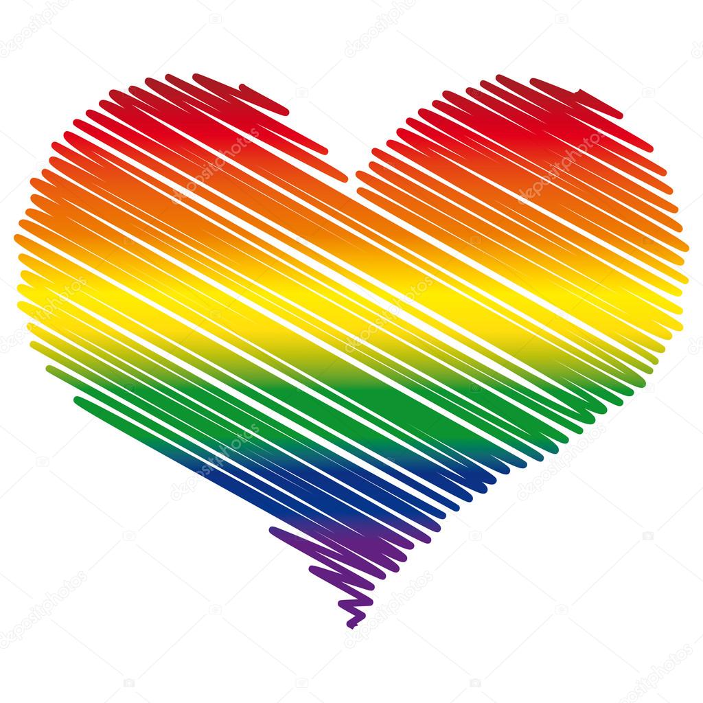 LGBT colors heart flag. Vector emblem.