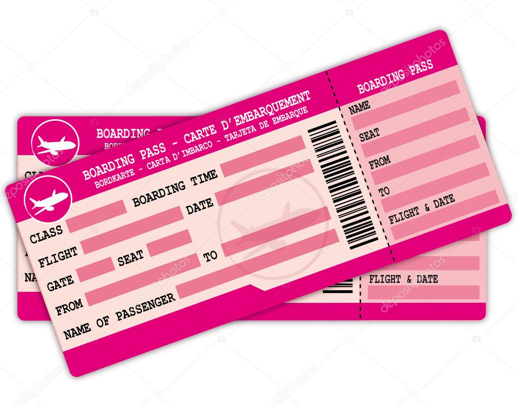 Two Boarding passes. PInk flight coupons.