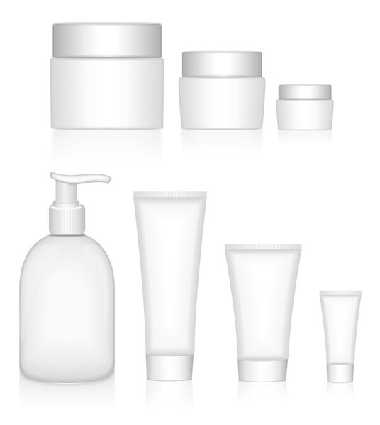 Beauty products. Packaging containers set.