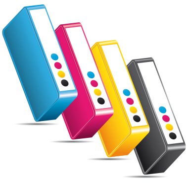 cmyk cmjn mürekkep damga ve kaşeler simgesi çapraz olarak düzenlenmiş.