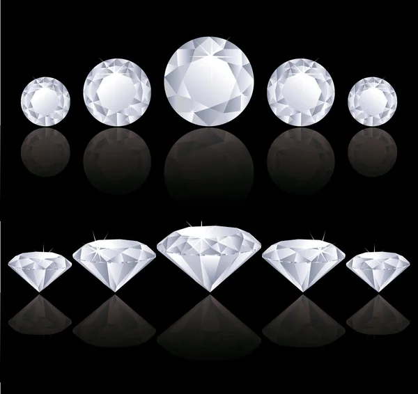 Diamants rangées avec réflexion . — Image vectorielle