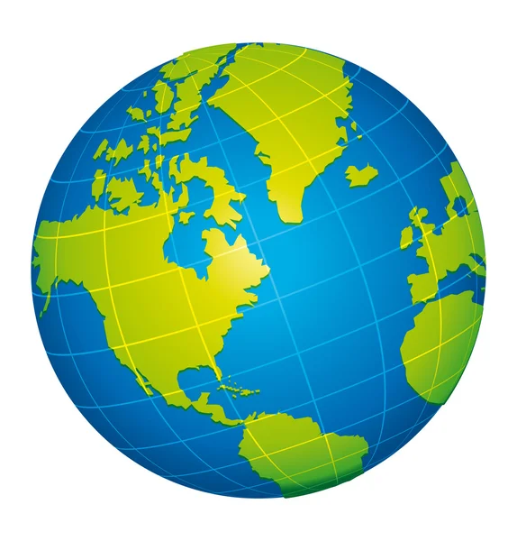 Groene wereld wereldbol icoon. Amerikaanse visie. — Stockvector