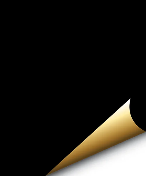 Papel negro con esquina doblada en oro . — Vector de stock