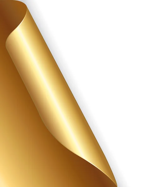 Gold festliches Papier mit gefalteter Ecke. — Stockvektor