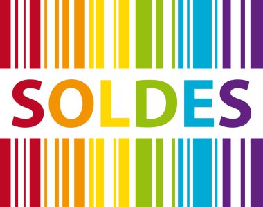 Soldes. Code barre coloré. Shopping concept.