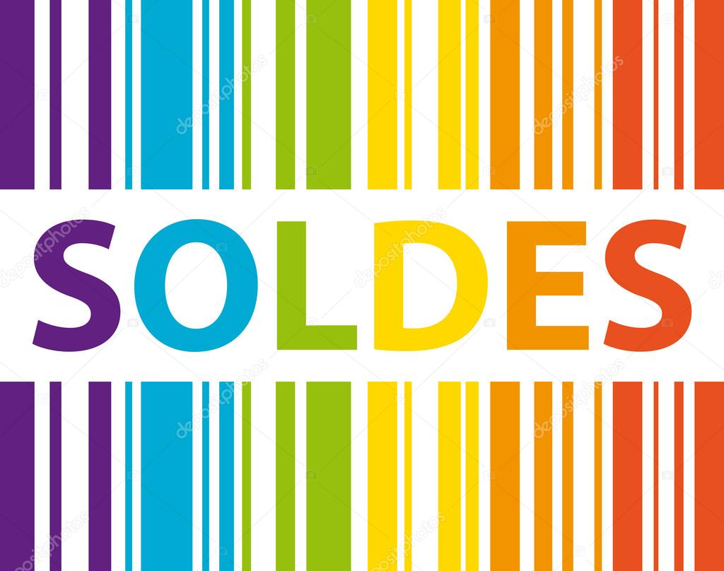 Soldes. Code barre multicolore. Shopping concept.