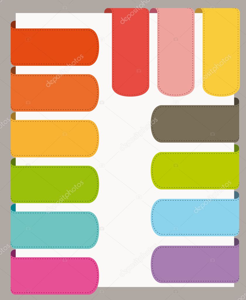 Colorful flat design UI bookmars set. Vector collection.