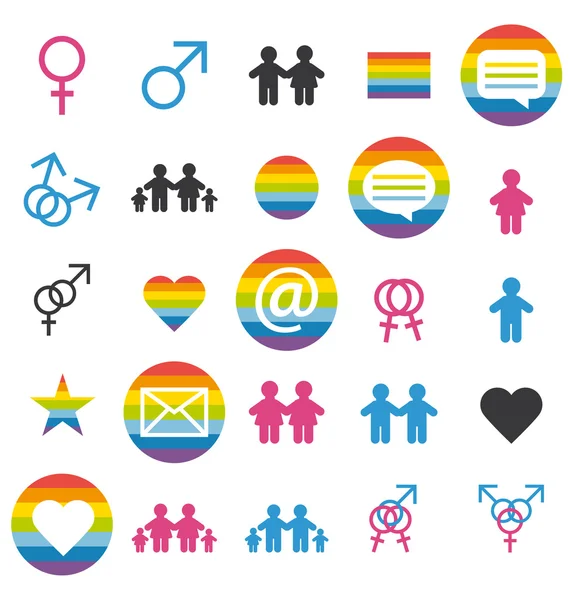 Design plat. Ensemble d'icônes et pictogrammes amour, famille et gays . — Image vectorielle