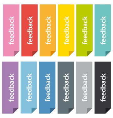 Flat design feedback bookmarks or tabs icons set. clipart
