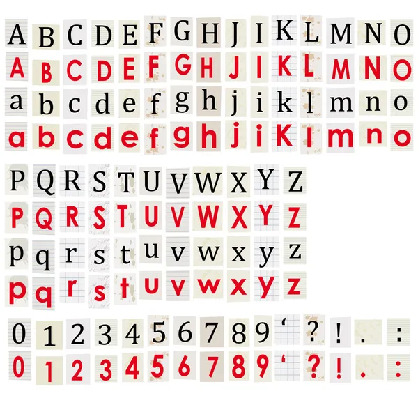 Alfabeto anónimo y números sobre fondo blanco . — Archivo Imágenes Vectoriales