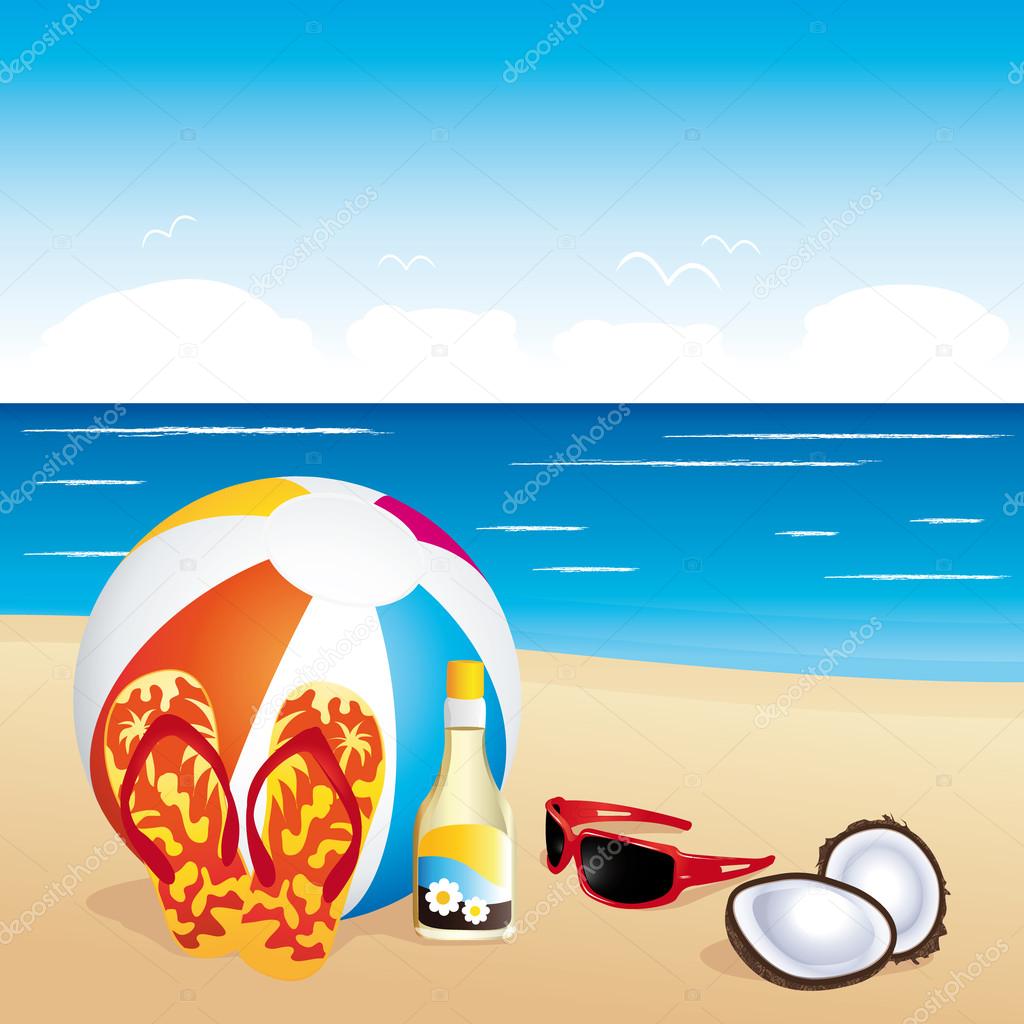Beach items. Vacation illustration. Stock Vector Image by ©Albachiaraa