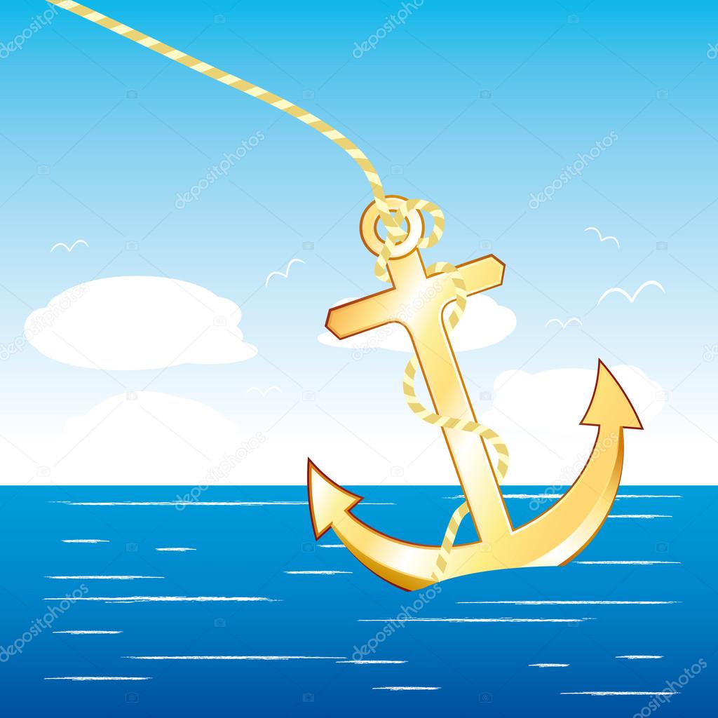 Boat anchor. Holidays cruise illustration.