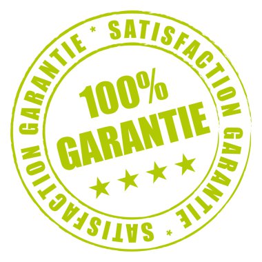 Tampon vert satisfaction qualité garantie.