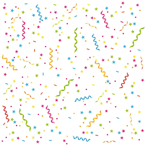 Party streamers and confetti. Birthday card or celebration vector background. — Stock Vector