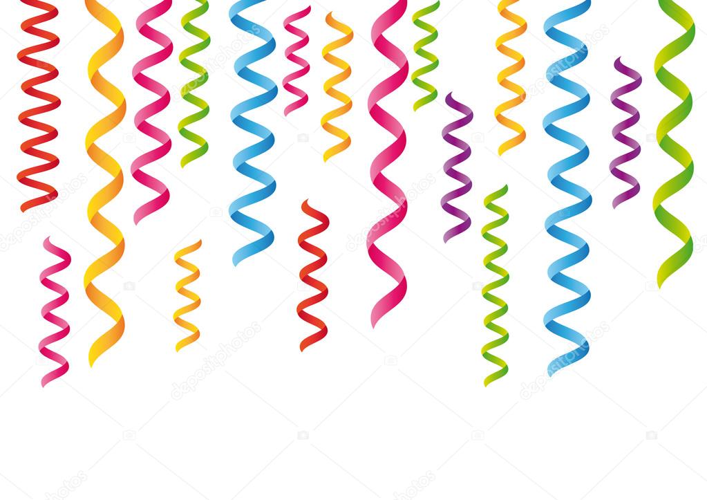 Party streamers. Birthday card or celebration vector banner.