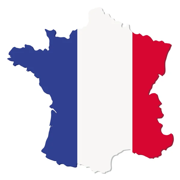 Francuska mapa z banderą Francji. Ilustracja wektorowa. — Wektor stockowy