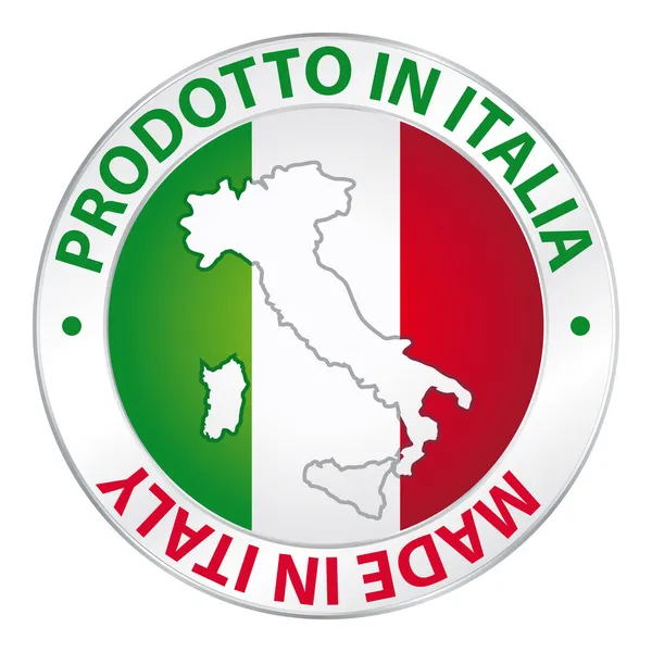 Hecho en Italia. Prodotto en Italia. Producto de etiqueta . — Vector de stock