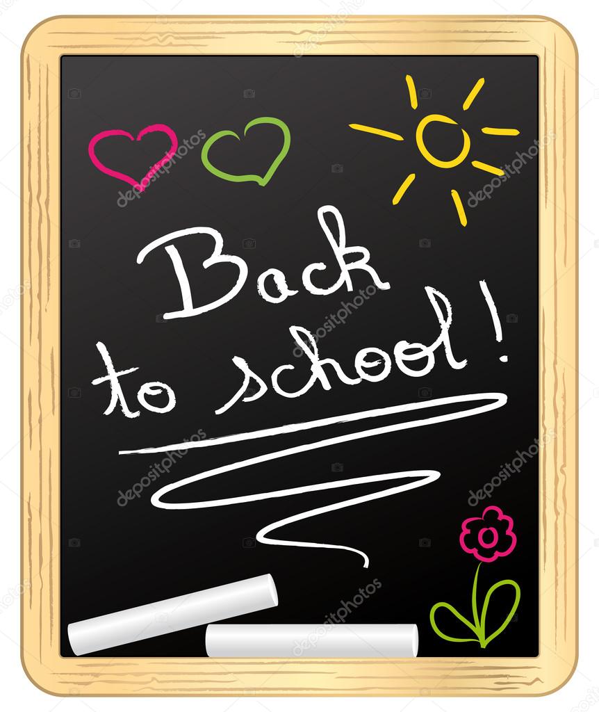 Back to school ! chalked on school slate. Vector illustration.