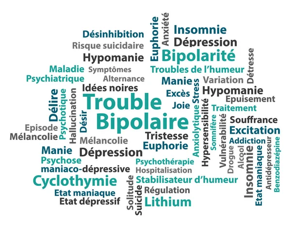 Cyclothymie Het Frans Bipolaire Stoornis Woord Wolk Geestelijke Gezondheid Vectorillustratie — Stockvector