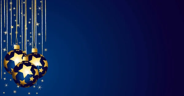Золотий Синій Різдвяні Прикраси Банер Векторні Ілюстрації — стоковий вектор