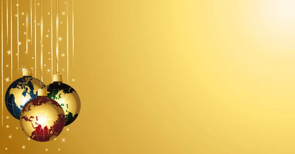 Beautiful Globes Balls Festive Christmas Background Banner Vector Illustration — Stock Vector