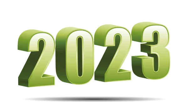 2023 Número Tridimensional Verde Calendario Feliz Año Nuevo Icono Del — Vector de stock