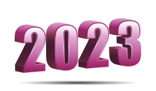2023 Número Tridimensional Pink Calendario Feliz Año Nuevo Icono Del — Vector de stock
