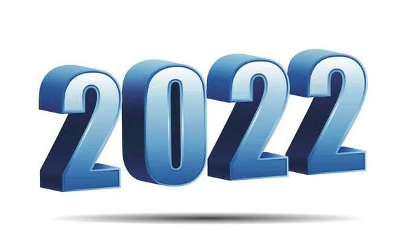 2022 Número Tridimensional Azul Calendario Feliz Año Nuevo Icono Del — Vector de stock