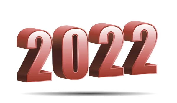 2022 Número Tridimensional Rojo Calendario Feliz Año Nuevo Icono Del — Vector de stock