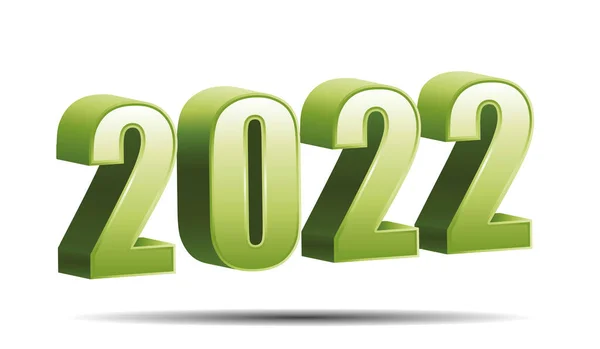 2022 Número Tridimensional Verde Calendario Feliz Año Nuevo Icono Del — Vector de stock