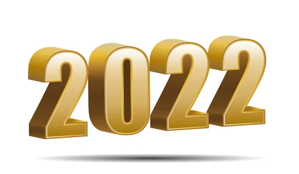 2022 Número Tridimensional Oro Calendario Feliz Año Nuevo Icono Del — Vector de stock