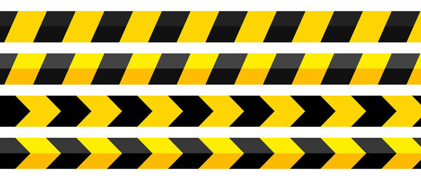 Caution ribbons. Restricted area or under construction website. Vector set.