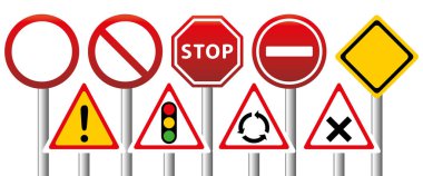 Road signs banner. Highway code, driver's license, driving. Vector illustration. clipart