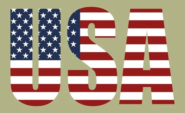 Palabra Bandera Estadounidense Ilustración Vectorial Fondo Verde Caqui — Vector de stock