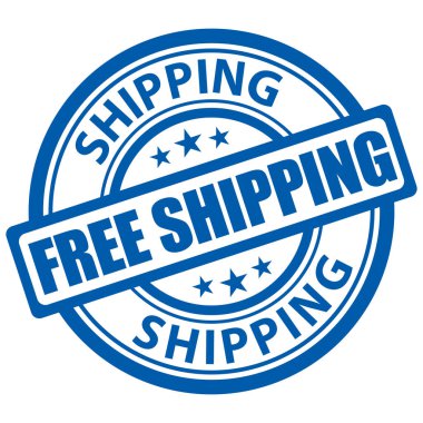 Ücretsiz nakliye. Mavi vektör damgası. Resim simgesi.