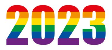2023 LGBTQ + bayrağı. Renkli vektör numarası.