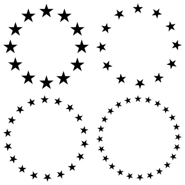 Círculos Estrellas Siluetas Negras Vector Conjunto — Archivo Imágenes Vectoriales