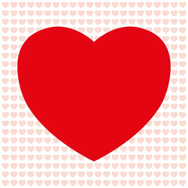 Großes Rotes Herz Auf Kleinen Rosa Herzen Hintergrund Vektor Grußkarte — Stockvektor