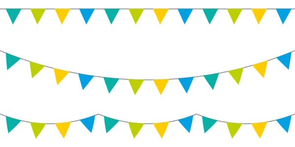 Multicolored Party Garlands Pennants Vector Buntings Set — Stock Vector