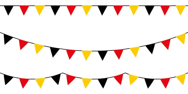 ペナント付きの黒赤と黄色のパーティーガーランド ベクトルバンティングセット — ストックベクタ